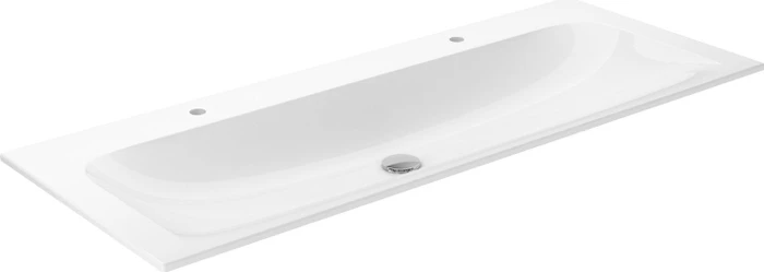 Keuco X-Line Doppelwaschtisch aus Keramik mit 2x1 Hahnloch, weiß
