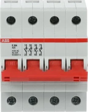 ABB E204/40R Trennschalter 4P, 40 A, Schaltgriff rot