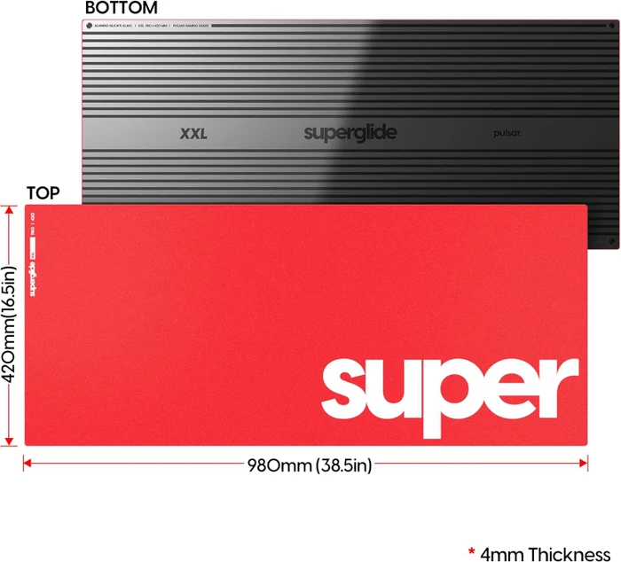 Pulsar Gaming Gears Superglide Glass Mousepad XXL, 980x420mm, rot