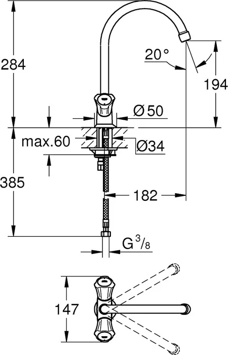 Grohe Costa L Waschtisch-Einlochbatterie 1/2" chrom