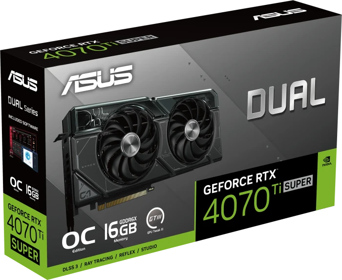 ASUS Dual GeForce RTX 4070 Ti SUPER OC, DUAL-RTX4070TIS-O16G, 16GB GDDR6X, HDMI, 3x DP