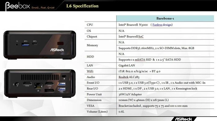 ASRock Beebox N3150/W/BB, weiß