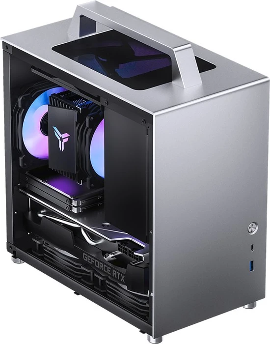 Jonsbo T8 PLUS Silver, silber, Glasfenster, Mini-ITX