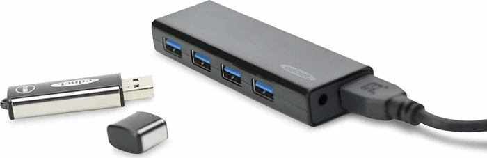 Ednet USB-Hub, 4x USB-A 3.0, USB 3.0 Micro-B [Buchse]