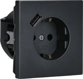 Jung SCHUKO-Steckdose mit USB-Ladegerät Safety+, anthrazit