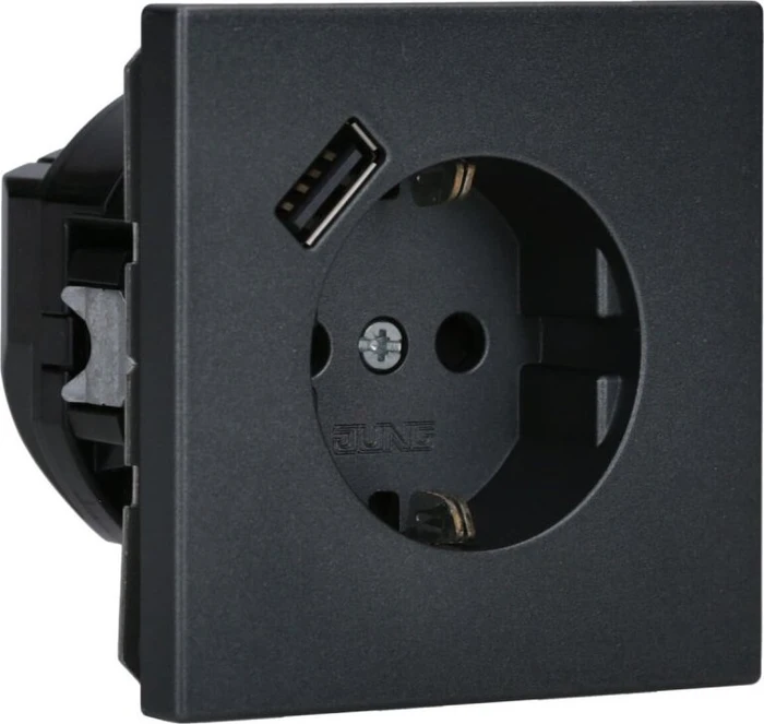 Jung SCHUKO-Steckdose mit USB-Ladegerät Safety+, anthrazit