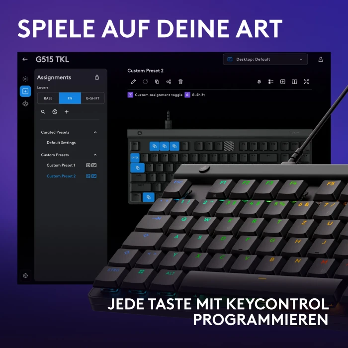 Logitech G515 TKL, schwarz, GL TACTILE, USB, DE