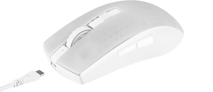 Deltaco WM89 Wireless RGB Lightweight Gaming Mouse weiß/transluzent, USB