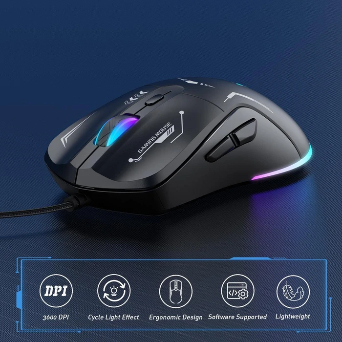 Onikuma CW917 Wired Gaming Mouse schwarz, USB