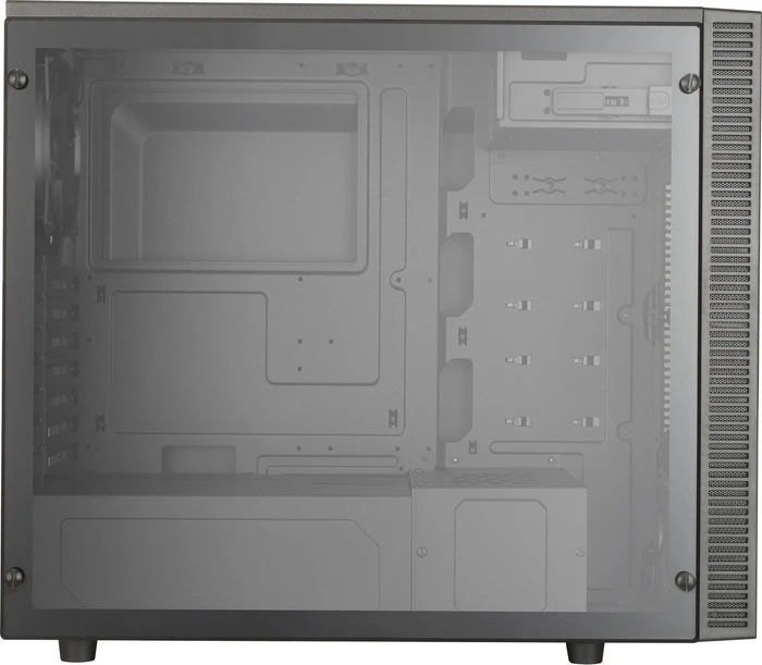Cooler Master MasterBox E500L Window, schwarz/rot, Lüfter LED rot, Acrylfenster