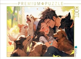 Calvendo Lass sie uns alle mitnehmen - Pärchen im Manga Style inmitten von Welpen