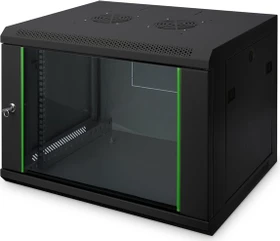 Digitus Professional Dynamic Basic Serie Wandschrank 12HE, Sicherheitsglastür, IP2X, schwarz, 450mm tief