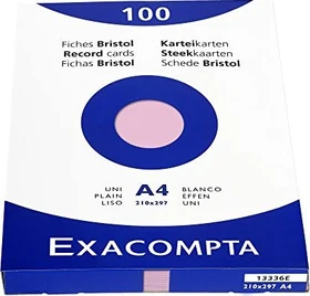 Exacompta Karteikarten, A4, glatt, rosa, 100 Blatt