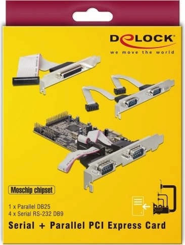 DeLOCK 4x seriell/1x parallel, PCIe x1