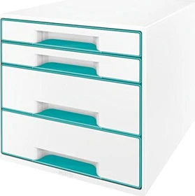 Leitz Wow Cube Schubladenbox, 4 Schubladen, türkis