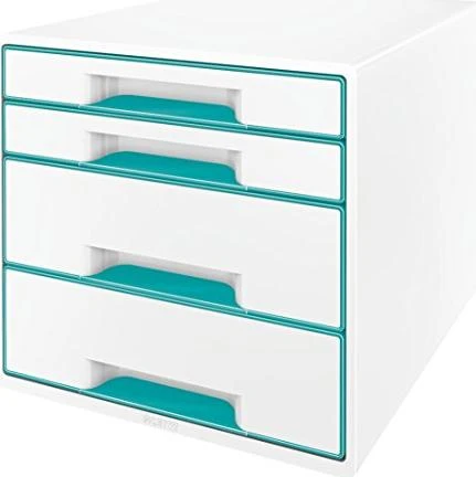Leitz Wow Cube Schubladenbox, 4 Schubladen, türkis