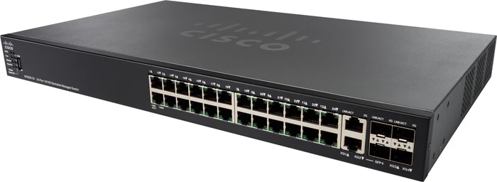 Cisco SF550X Rackmount Managed Switch, 24x RJ-45, 2x SFP+, 2x RJ-45/SFP+, 195W UPoE