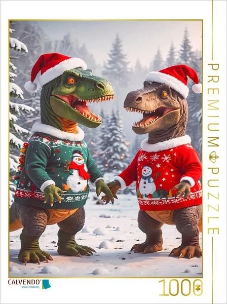 Calvendo Zwei Dinos haben Spaß im weihnachtlichen Schnee