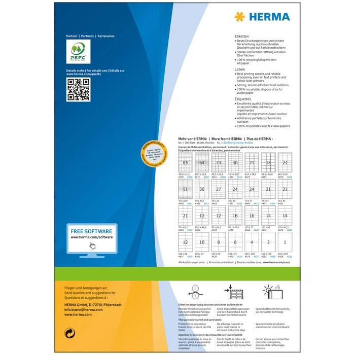 Herma Etiketten Premium, A6, weiß, matt, 800 Blatt (800 Etiketten)
