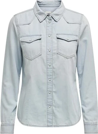 ONLY Alexa Jeans Hemd langarm light blue denim (Damen)