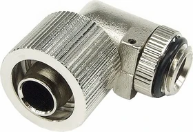 Aquatuning HF Schlauchanschluss, 90°, G1/4" AG auf 16/10mm drehbar, silber vernickelt