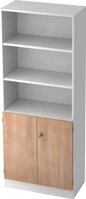 Hammerbacher Schrank 5OH V6770, Streifengriff, weiß/nussbaum, Aufbewahrungskombination