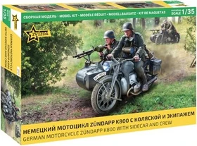 Zvezda German motorcycle Zündapp K800 with sidecar and car