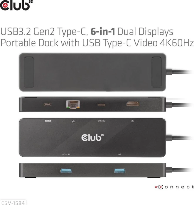 Club 3D 6in1 PD Charging Hub, USB-C 3.1 [Stecker]