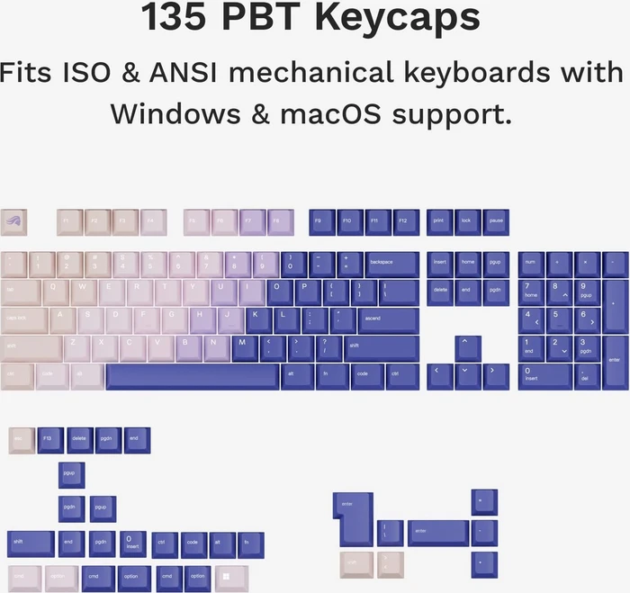 Glorious GPBT Gradient V2 Keycaps, Kunststoff (PBT), Purple Haze, violett, 135 Tasten, ANSI-US