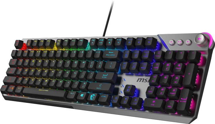 MSI STRIKE 600 Silent Gaming Keyboard, LEDs RGB, Kailh Midnight Pro Silent Tactile, USB, FR