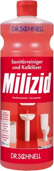 Produktbild von Dr. Schnell MILIZID Bad Reiniger Konzentrat – Sanitärreiniger & Kalklöser, 1 L, Rot