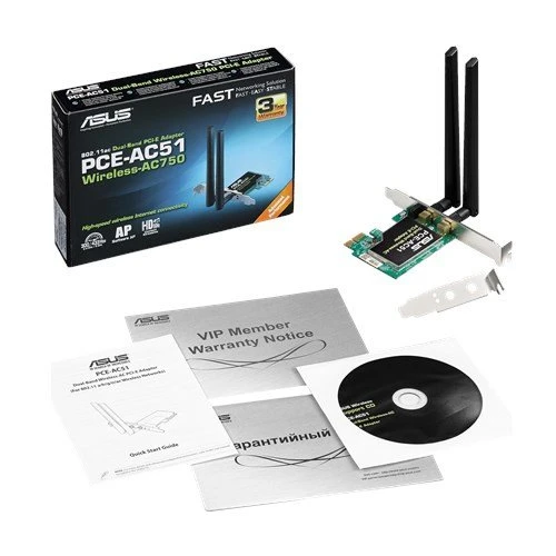 ASUS PCE-AC51, 2.4GHz/5GHz WLAN, PCIe 1.0 x1