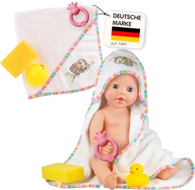 Heless Kapuzenbadetuch Faultier Flauschi mit Zubehör 48x48cm