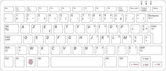 Raspberry Pi keyboard and hub, schwarz/grau, USB, FR (RPI-KEYB (FR)-BLACK/GREY)