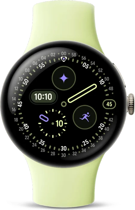 Google Pixel Watch 4 (LTE) 41mm Champagne Gold mit Sportarmband Lemongrass