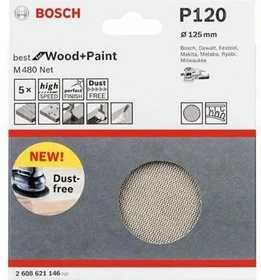 Bosch Professional M480 Best for Wood and Paint Gewebeschleifblatt K120, 125mm, 5 Stück