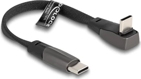 DeLOCK USB-C auf USB-C Kabel, USB 2.0, 480Mb/s, 60W USB PD, Flachbandkabel, gewinkelt, schwarz, 0.14mm (80750)