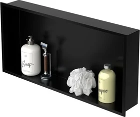 LuxeBath Duschnische 30x60cm Aufputz edelstahl schwarz