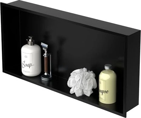 LuxeBath Duschnische 30x60cm Aufputz edelstahl schwarz