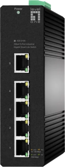 LevelOne IGS Hilbert Industrial Railmount Gigabit Smart Switch, 5x RJ-45