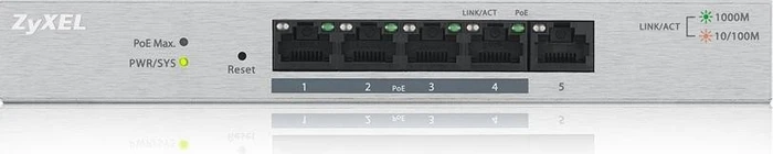 Zyxel GS1200 Desktop Gigabit Smart Switch, 5x RJ-45, 60W PoE+
