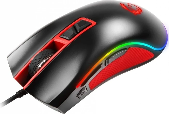 MSI M92 RGB Gaming Mouse, schwarz/rot, USB