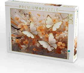 Calvendo Schmetterlinge auf edlen Blüten in Orange und Gold