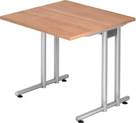 Hammerbacher Ergonomic N-Serie NS08/N Schreibtisch 80x80cm Nussbaum/silber