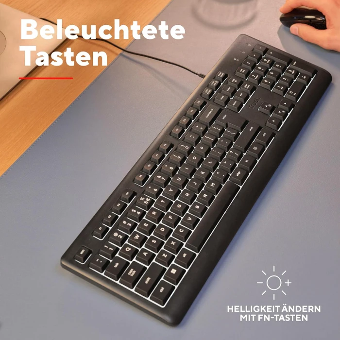 Trust Primo Illuminated Keyboard, LEDs weiß, USB, US