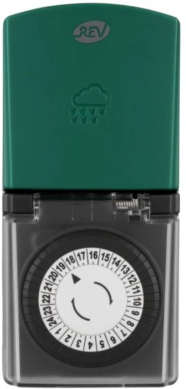 REV Ritter mechanische Außenzeitschaltuhr, IP44, schwarz/grün