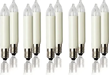 Hellum Kleinschaftkerze 16V Ersatzbirne für Weihnachtsbeleuchtung elfenbein 3W E10, 10 Stück