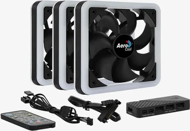 AeroCool Edge 14 Pro, LED-Steuerung, Fernbedienung, Lüftersteuerung, 140mm, 3er-Pack