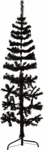 vidaXL Künstlicher Weihnachtsbaum halbrund schlank schwarz, 150cm