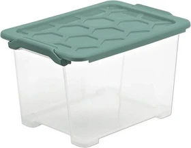 Rotho Evo Safe Keeping Aufbewahrungsbox, 15l, transparent/mistelgrün, inkl. Deckel